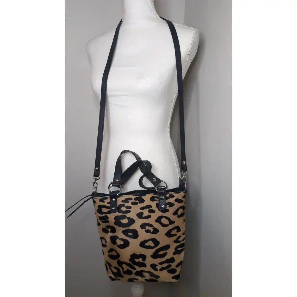 Maurizio Taiuti calf hair leopard leather convertible crossbody Italy - Picture 2 of 12
